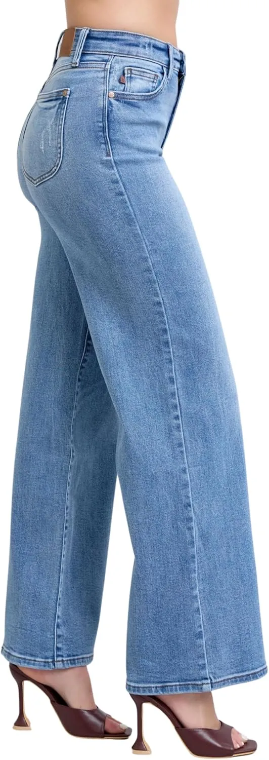 Judy Blue High Waist Vintage Wash Retro Wide Leg, Inseam 33"