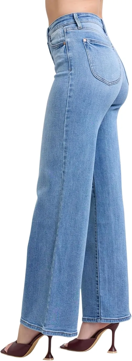 Judy Blue High Waist Vintage Wash Retro Wide Leg, Inseam 33"