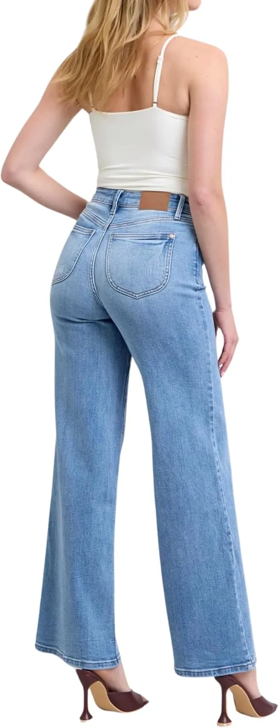 Judy Blue High Waist Vintage Wash Retro Wide Leg, Inseam 33"