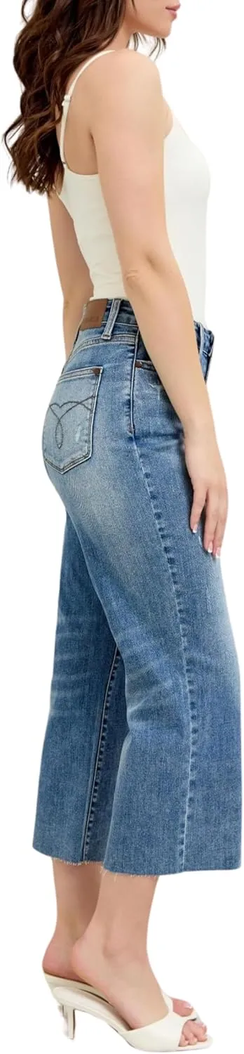 Judy Blue Mid Rise Tummy Control Vintage Wash Back Shield Pocket Flare, Inseam 33"