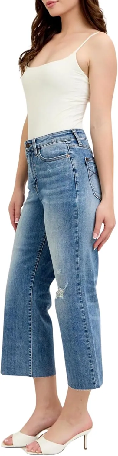 Judy Blue Mid Rise Tummy Control Vintage Wash Back Shield Pocket Flare, Inseam 33"