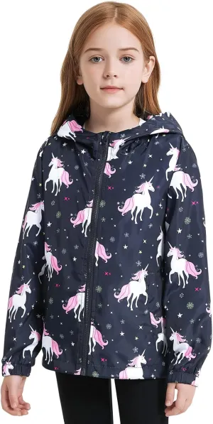 Jxstar Girls Rain Jackets Waterproof Hoodie Kids Raincoats Lightweight Windbreakers