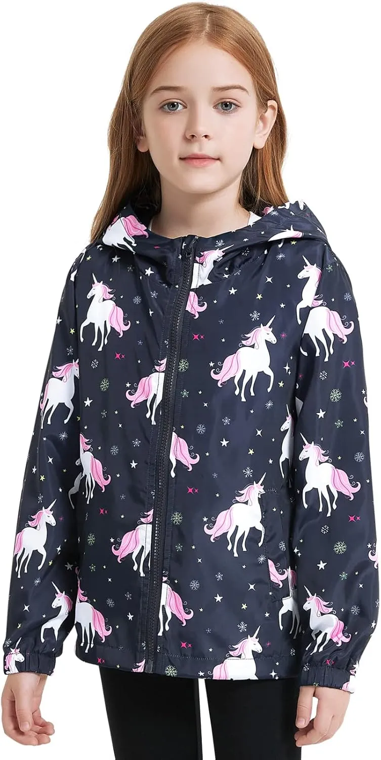 Jxstar Girls Rain Jackets Waterproof Hoodie Kids Raincoats Lightweight Windbreakers