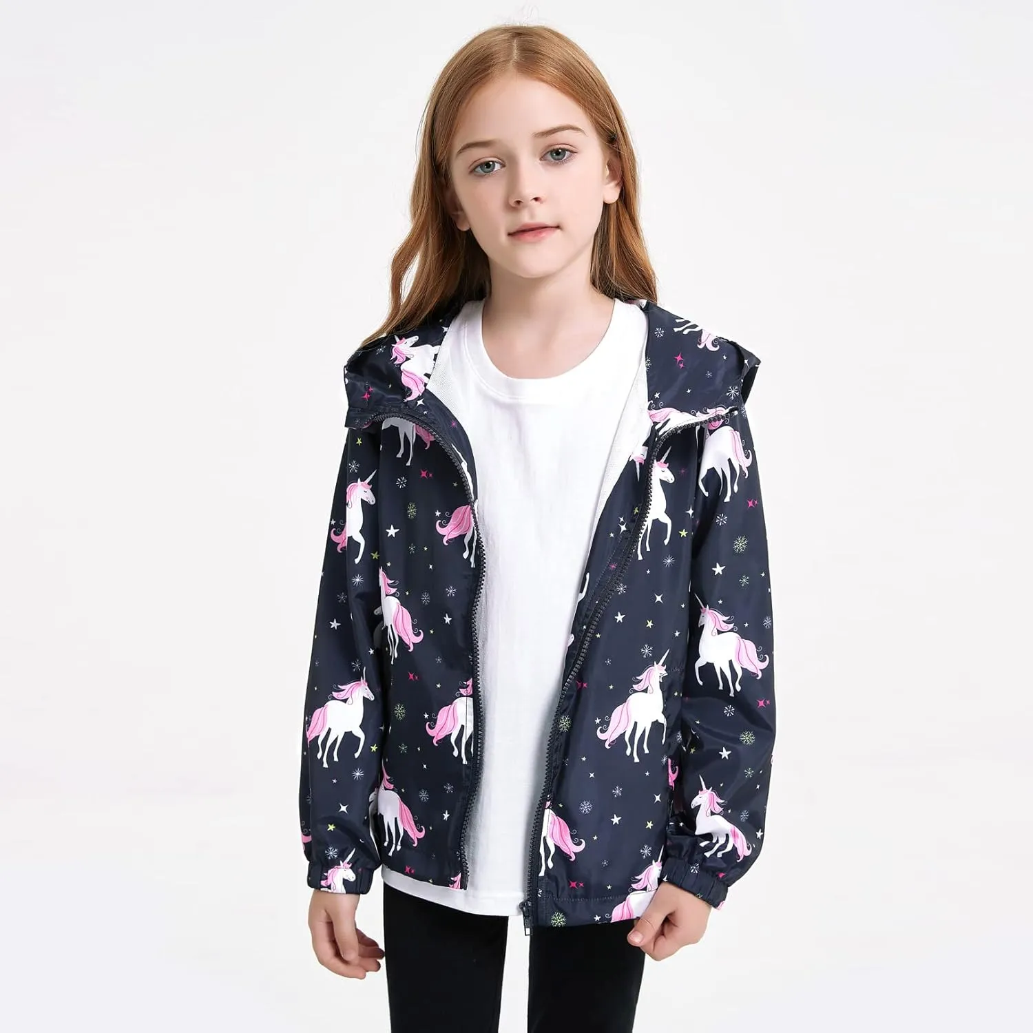 Jxstar Girls Rain Jackets Waterproof Hoodie Kids Raincoats Lightweight Windbreakers