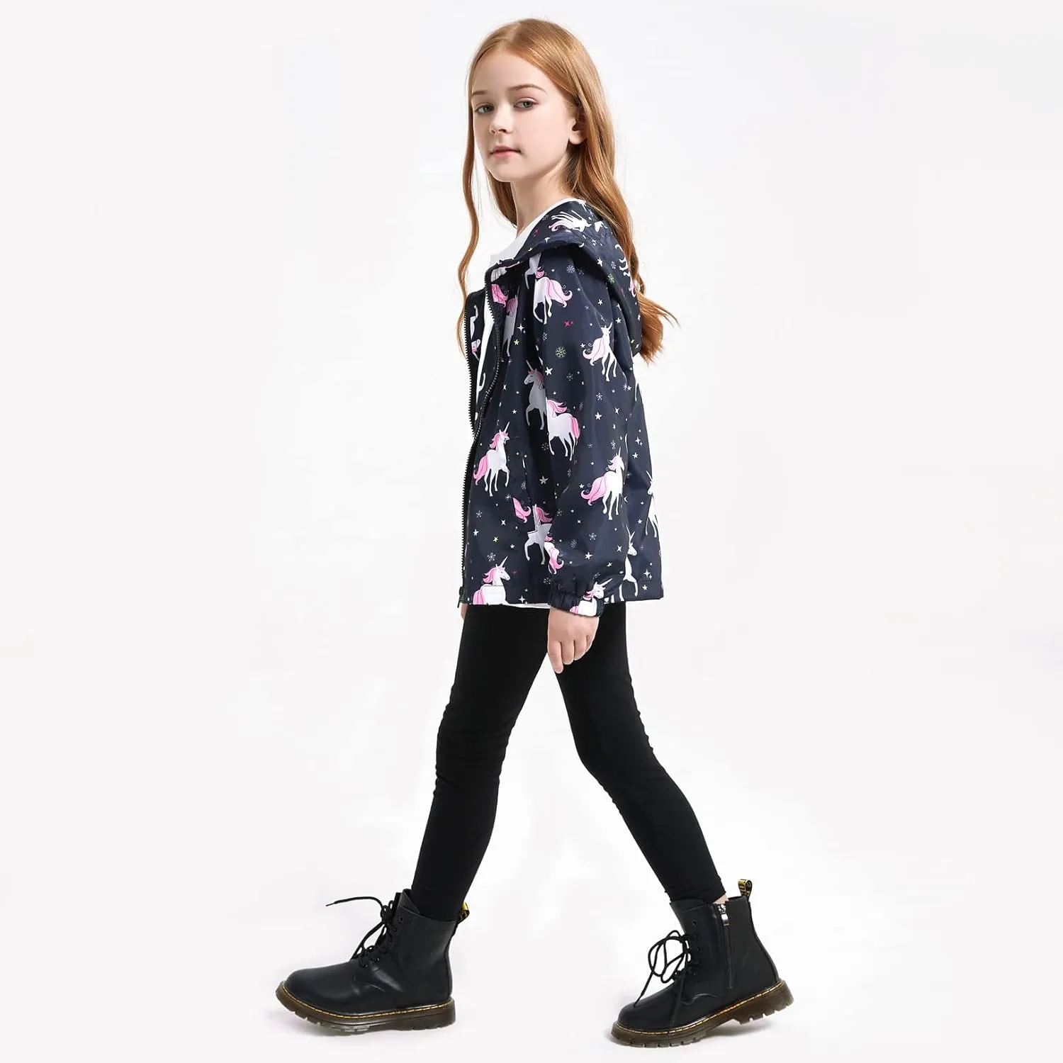 Jxstar Girls Rain Jackets Waterproof Hoodie Kids Raincoats Lightweight Windbreakers