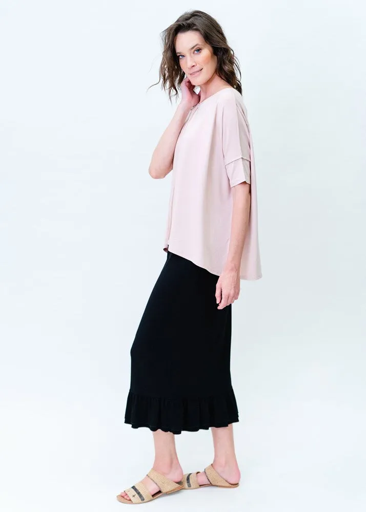 Katy Frill Bamboo Maxi Skirt - Black