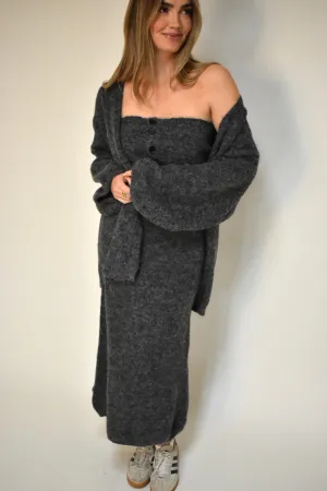 Knitted maxi rok - Grijs