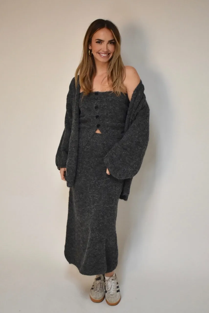 Knitted maxi rok - Grijs