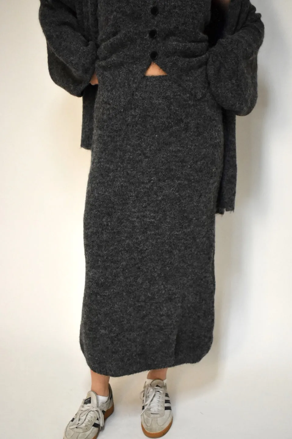Knitted maxi rok - Grijs