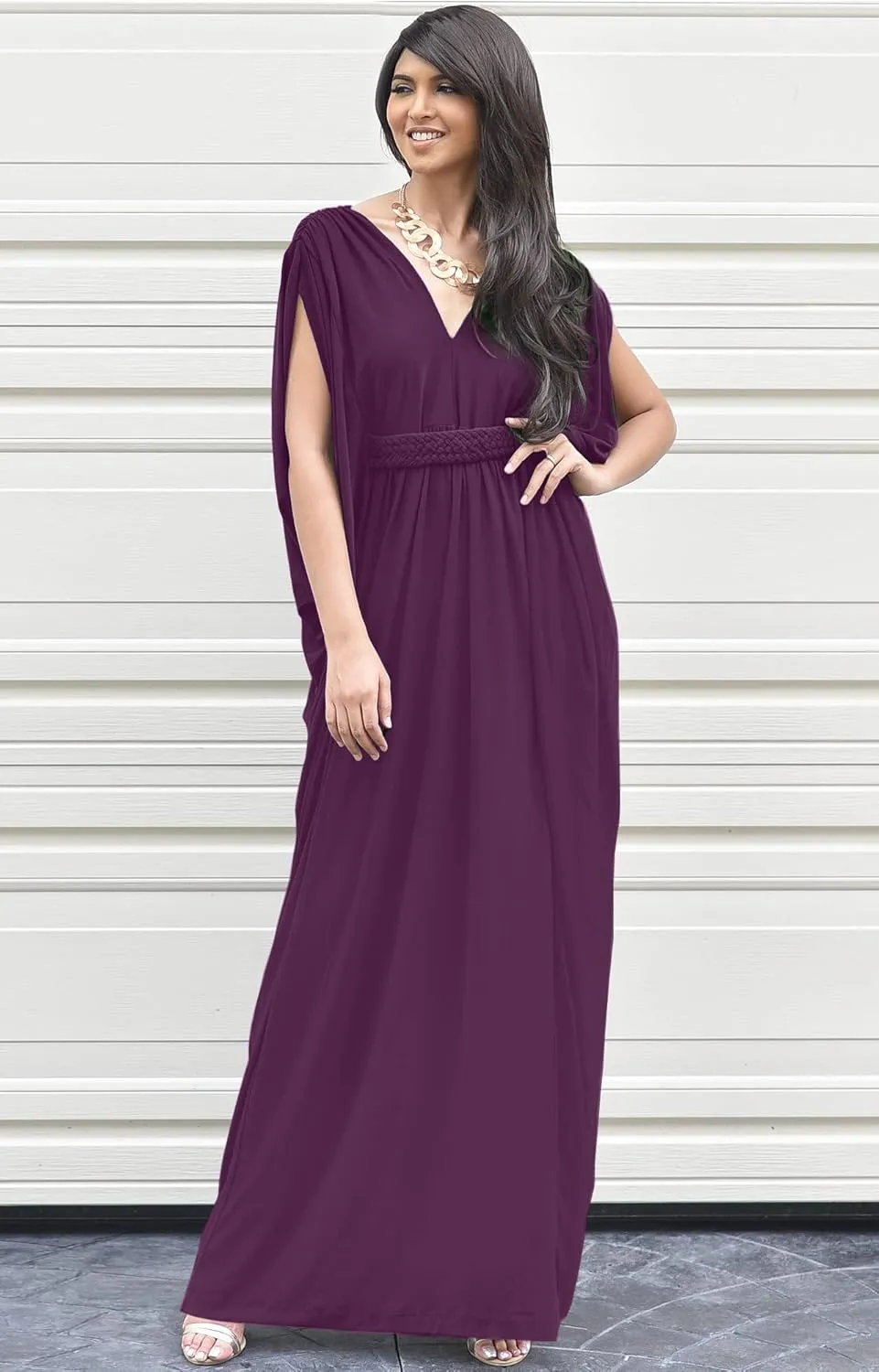 KOH KOH Womens Long V-Neck Summer Sexy Gown Grecian Flowy Sleeveless Maxi Dress