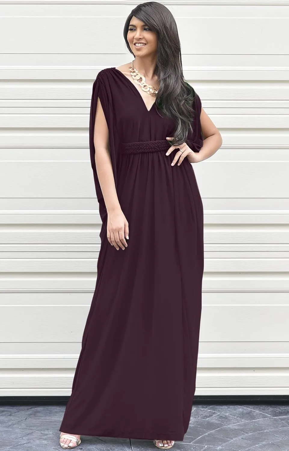 KOH KOH Womens Long V-Neck Summer Sexy Gown Grecian Flowy Sleeveless Maxi Dress