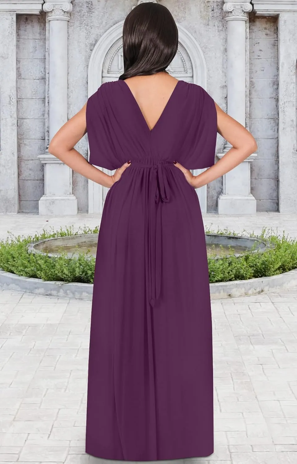 KOH KOH Womens Long V-Neck Summer Sexy Gown Grecian Flowy Sleeveless Maxi Dress