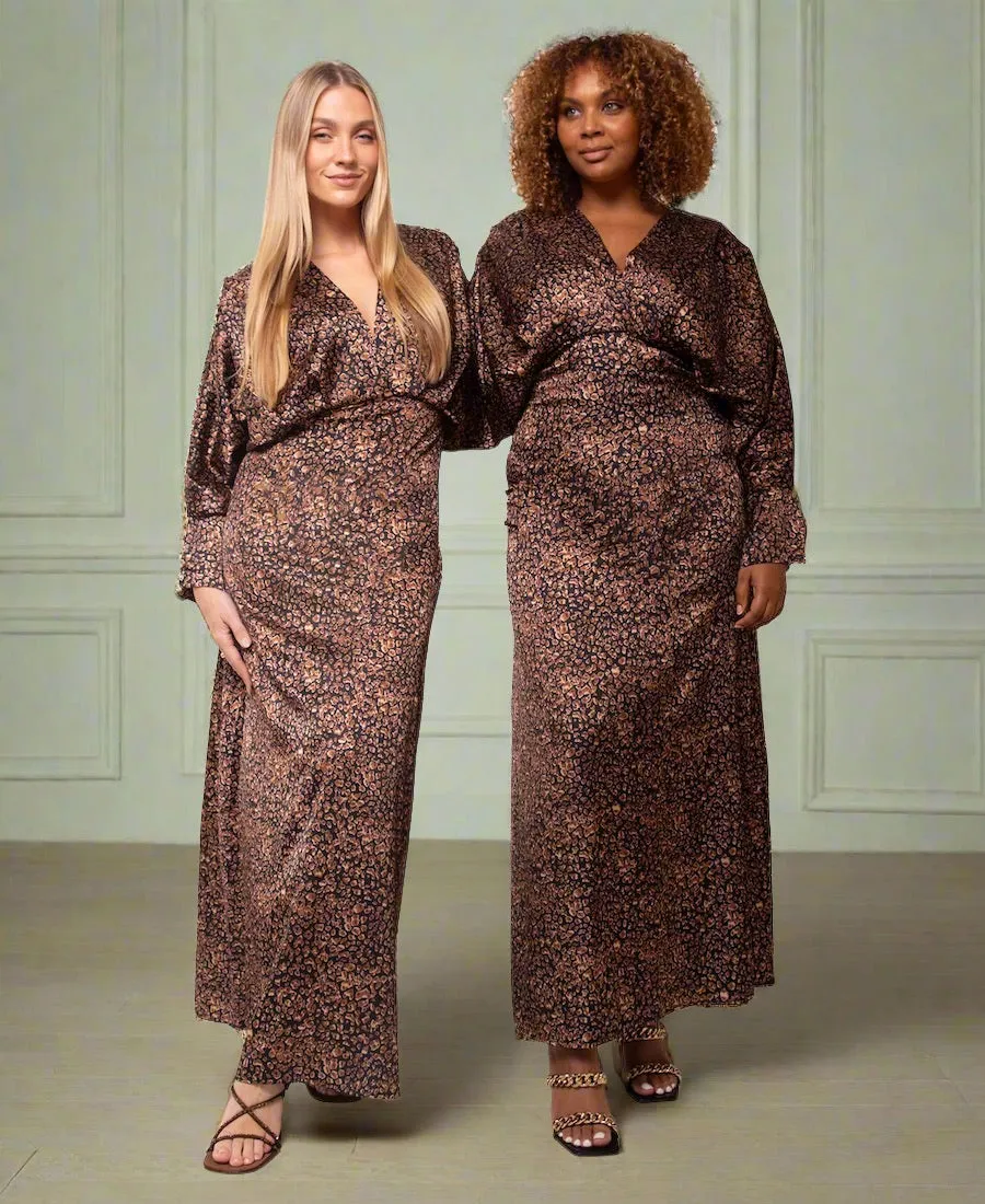 Leopard Batwing Sleeve Maxi Dress