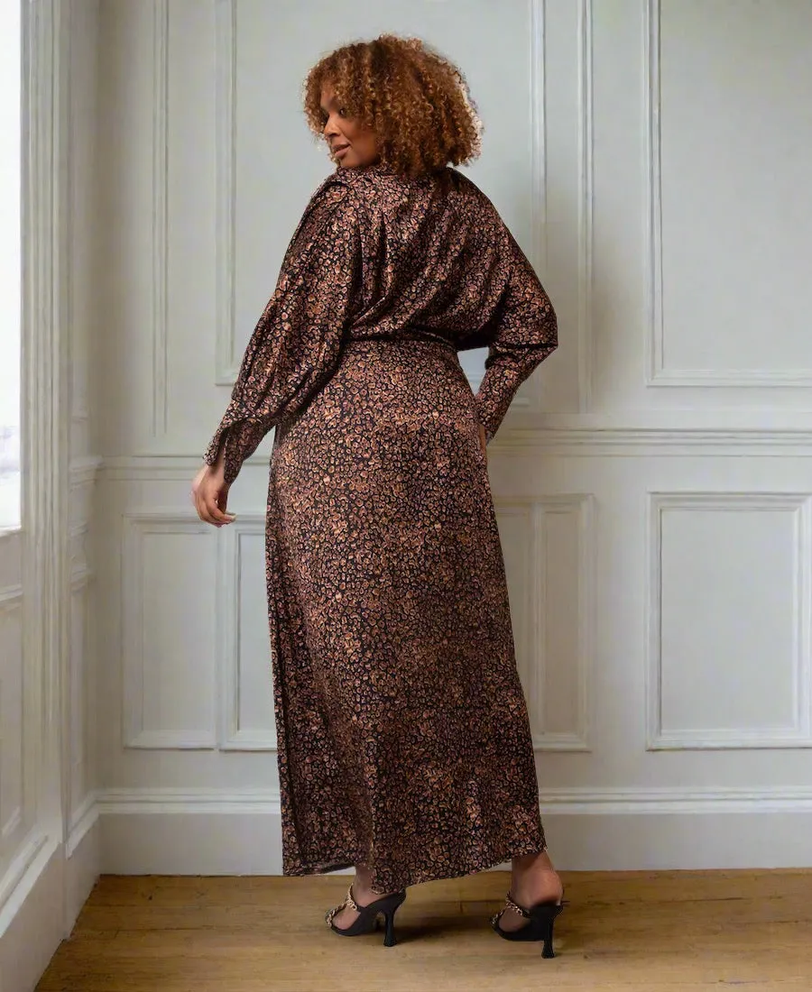 Leopard Batwing Sleeve Maxi Dress