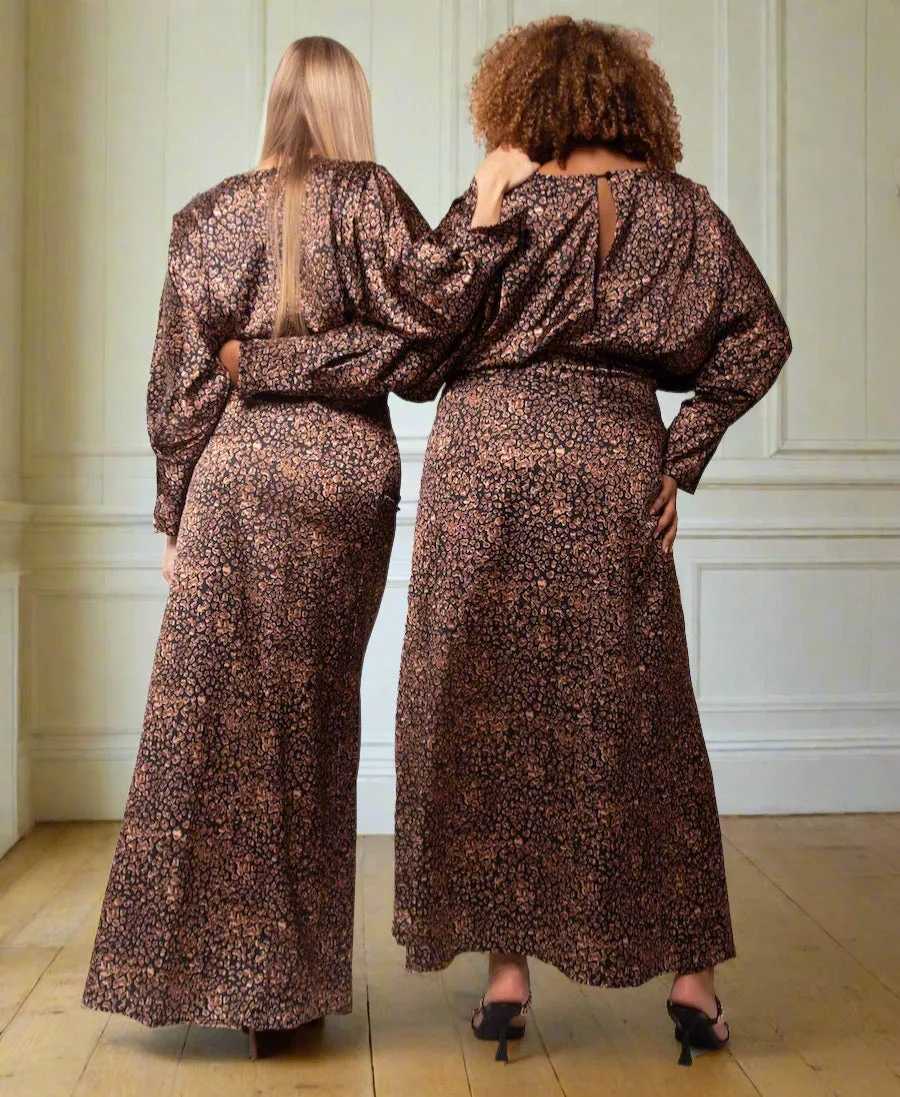 Leopard Batwing Sleeve Maxi Dress