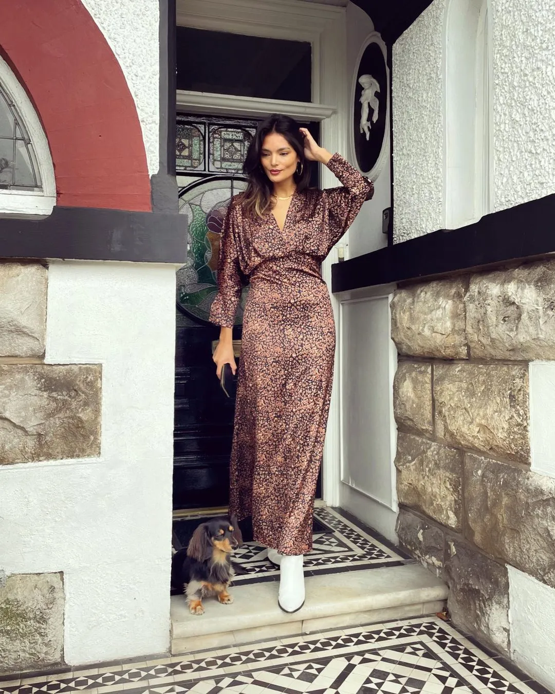 Leopard Batwing Sleeve Maxi Dress