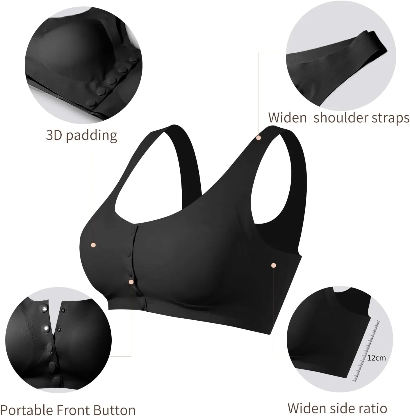 Lervanla Mastectomy Bras With Pockets For Prosthesis Front Closure Bras For Women No Underwire Surgical Bra