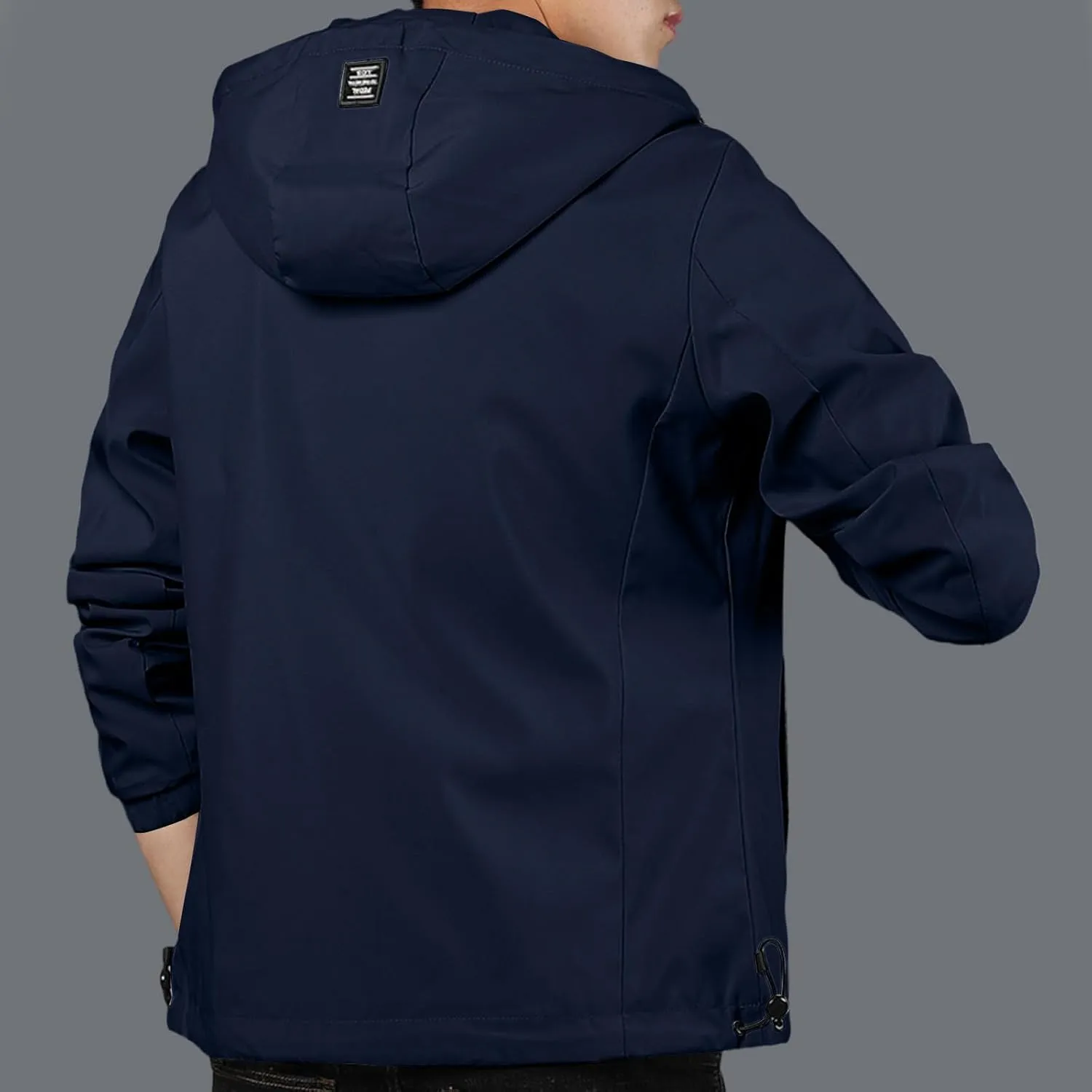 Lightweight Windbreaker for Men Full Zip Outdoor Jackets Hooded Casual Rain Jacket Raincoat with Zipper Pockets