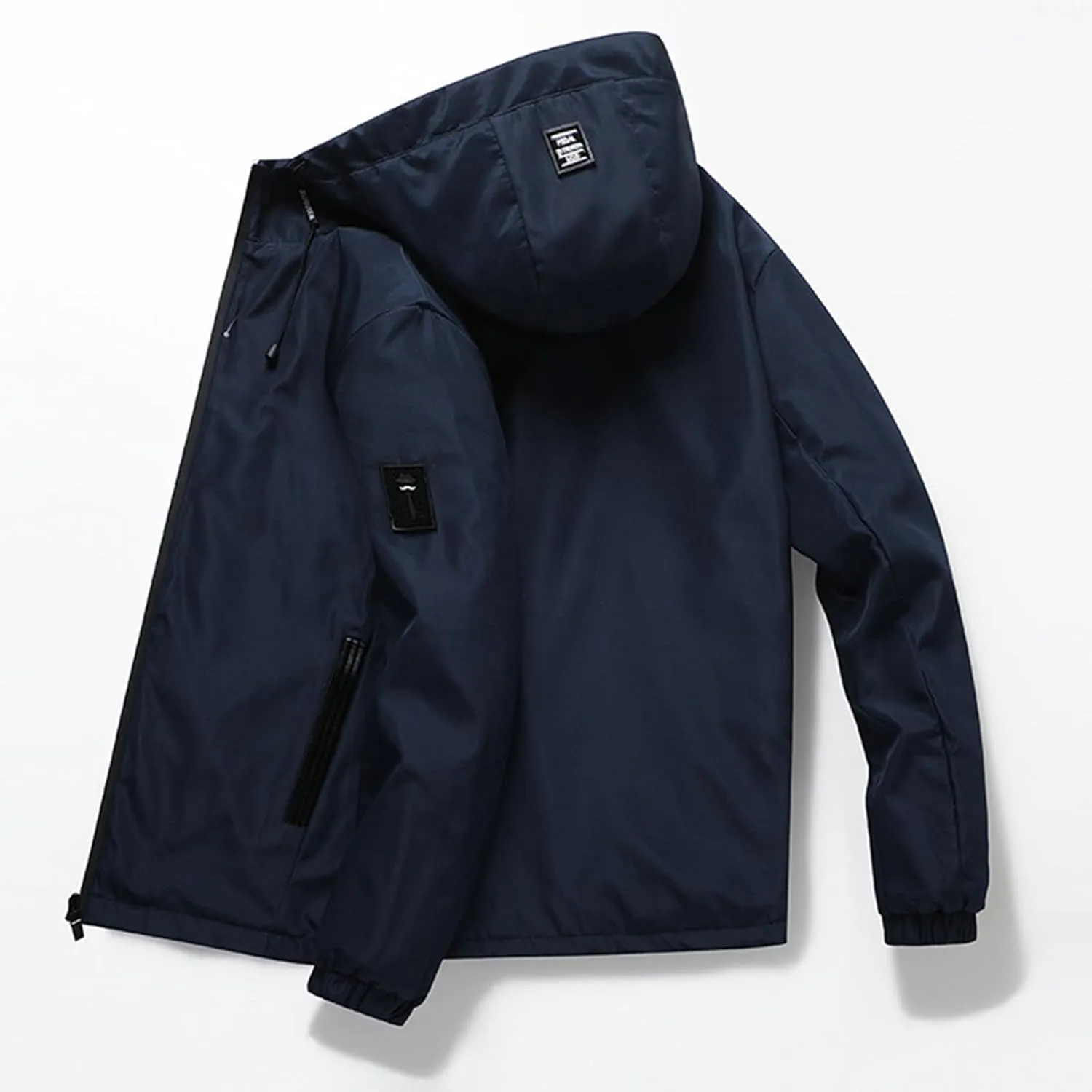 Lightweight Windbreaker for Men Full Zip Outdoor Jackets Hooded Casual Rain Jacket Raincoat with Zipper Pockets