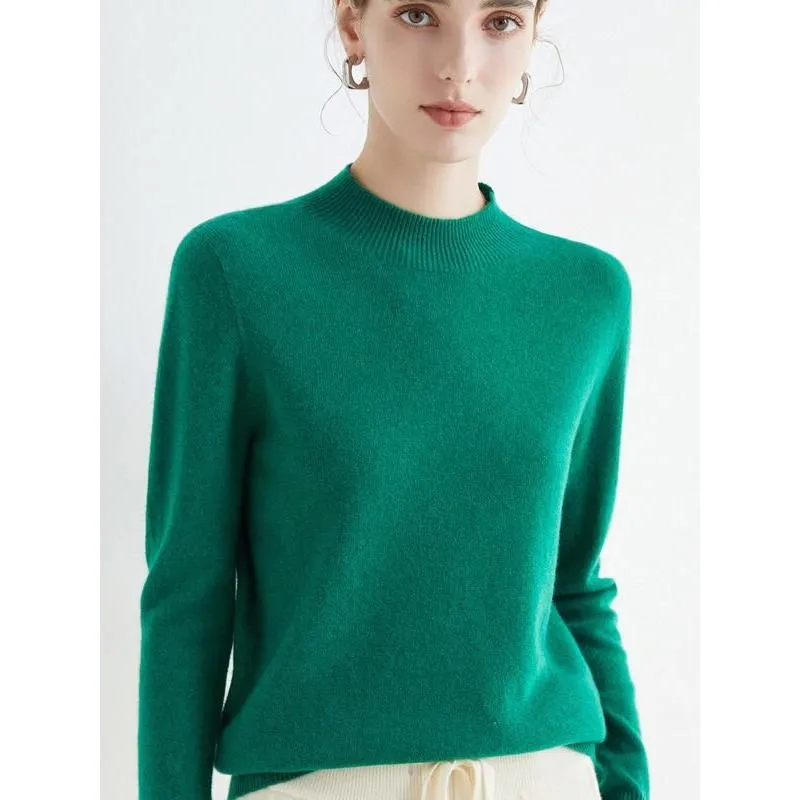 Luxurious Merino Wool Mock-Neck Pullover for Women