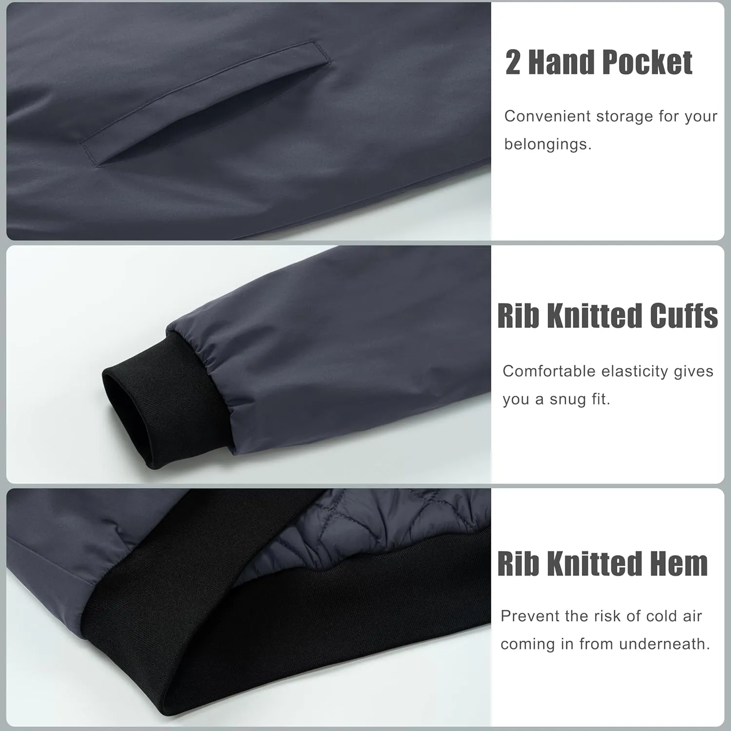 MAGCOMSEN Bomber Jackets for Men Winter Casual Quilted Jacket Warm Windproof Padded Jackets Zip Up Coats