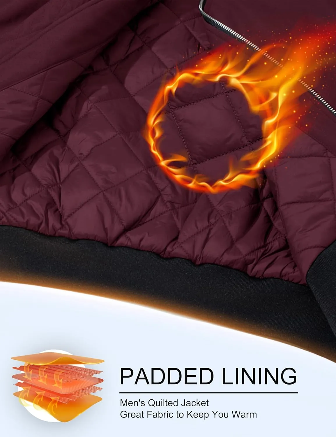 MAGCOMSEN Bomber Jackets for Men Winter Casual Quilted Jacket Warm Windproof Padded Jackets Zip Up Coats