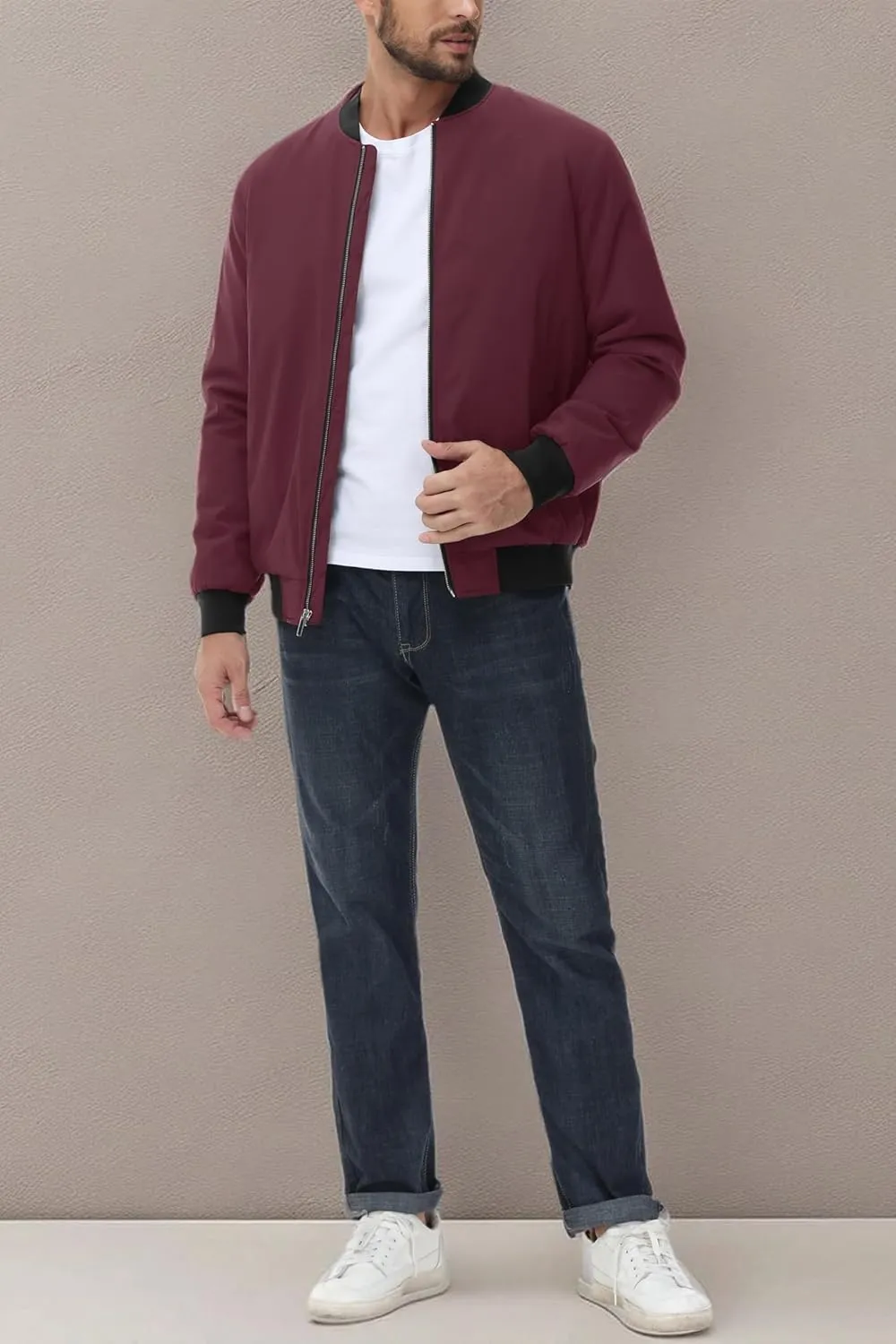 MAGCOMSEN Bomber Jackets for Men Winter Casual Quilted Jacket Warm Windproof Padded Jackets Zip Up Coats