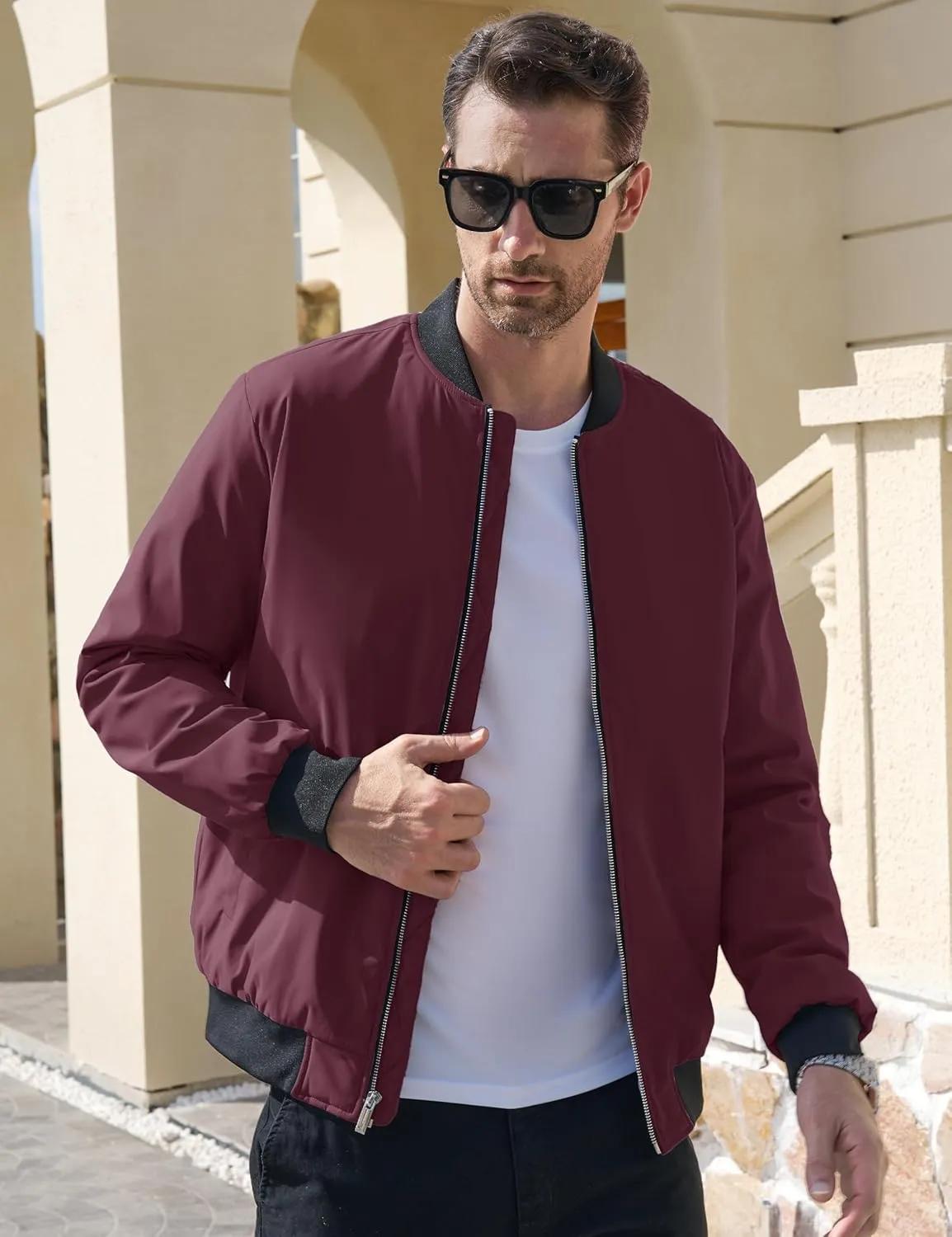 MAGCOMSEN Bomber Jackets for Men Winter Casual Quilted Jacket Warm Windproof Padded Jackets Zip Up Coats