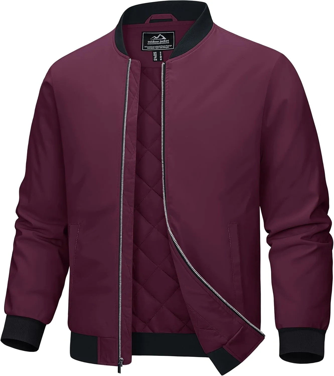 MAGCOMSEN Bomber Jackets for Men Winter Casual Quilted Jacket Warm Windproof Padded Jackets Zip Up Coats