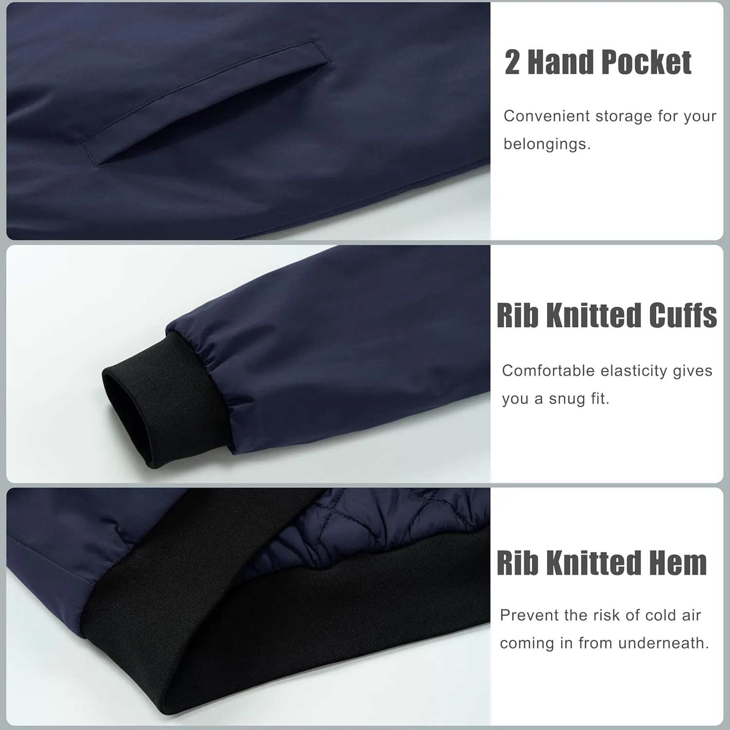 MAGCOMSEN Bomber Jackets for Men Winter Casual Quilted Jacket Warm Windproof Padded Jackets Zip Up Coats