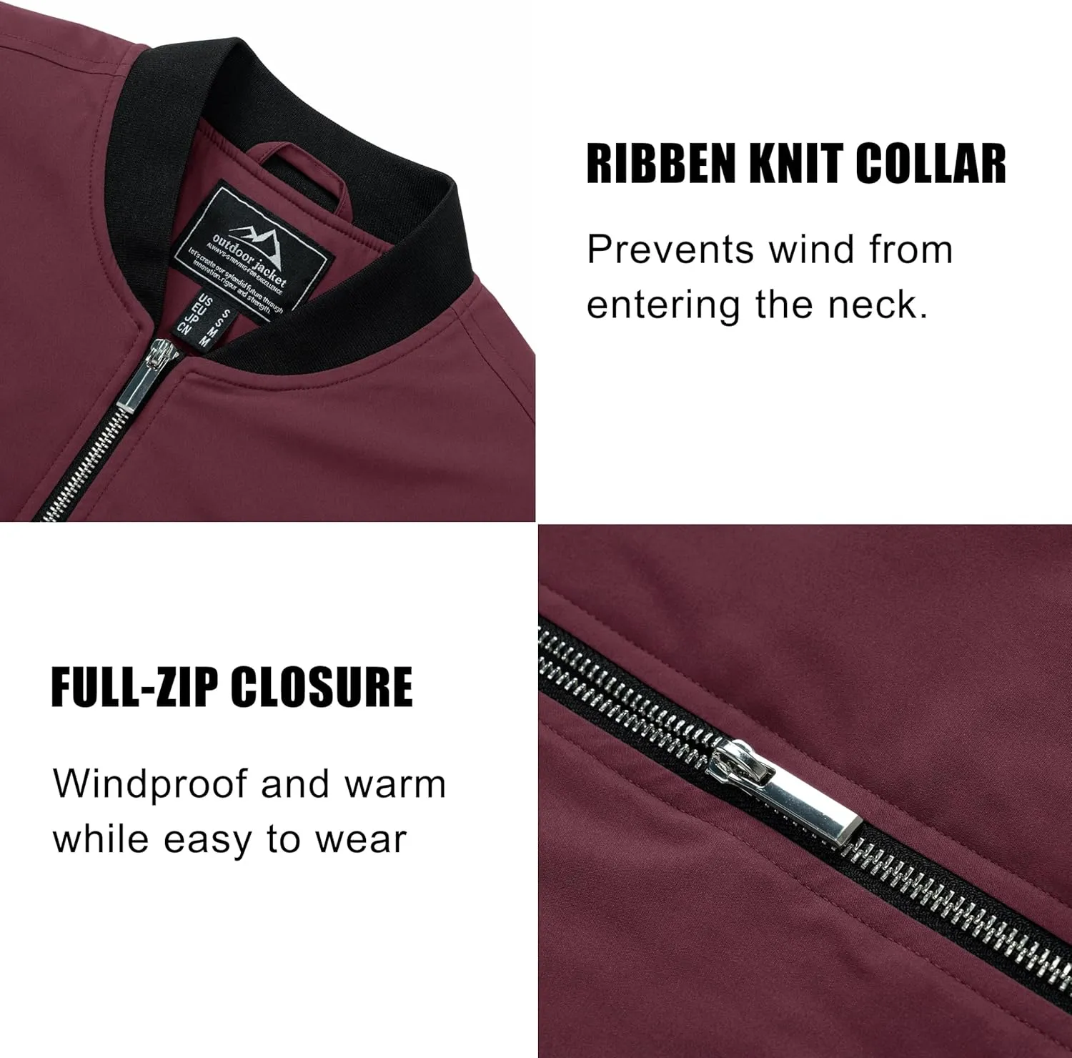 MAGCOMSEN Bomber Jackets for Men Winter Casual Quilted Jacket Warm Windproof Padded Jackets Zip Up Coats