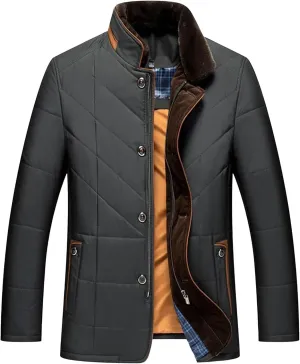 Maiyifu-GJ Men's Lightweight Jackets Windbreaker Thicken Winter Warm Padded Jacket Windproof Quilted Down Coat Outerwear