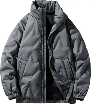Maiyifu-GJ Men's Quilted Puffer Jacket Thickened Windproof Winter Jackets Lightweight Warm Padded Coat Outerwear Windbreaker