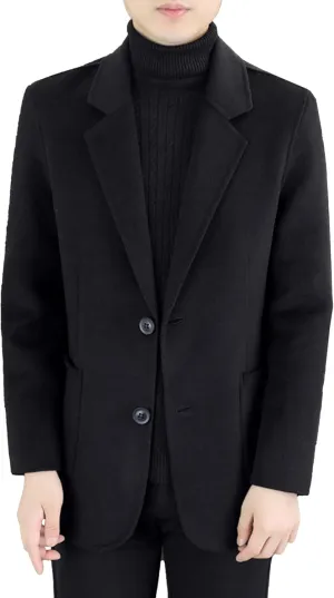 Maiyifu-GJ Men's Regular fit Business Wool Blend Coat Spring Fall Slim Fit Trench Overcoat Coats Notched Lapel Overcoat