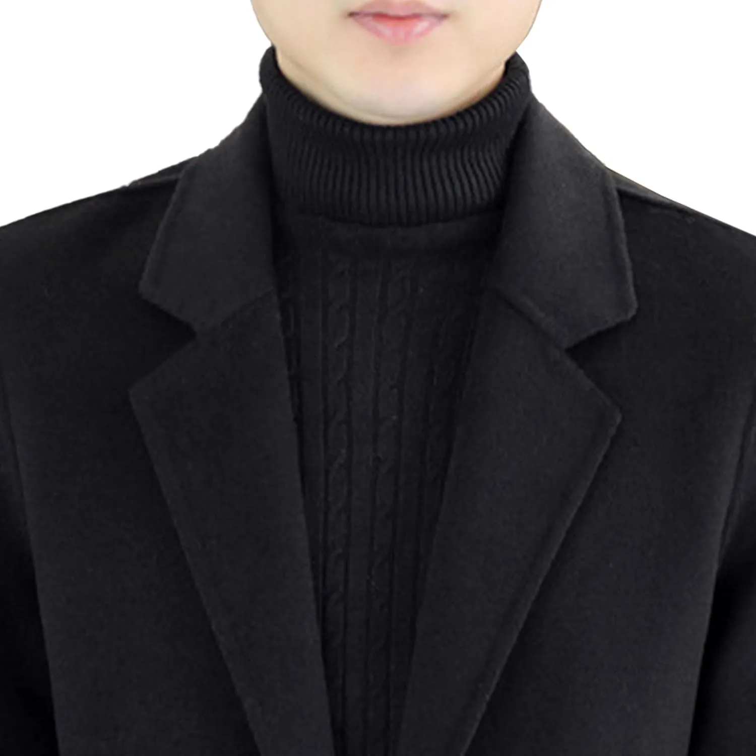 Maiyifu-GJ Men's Regular fit Business Wool Blend Coat Spring Fall Slim Fit Trench Overcoat Coats Notched Lapel Overcoat
