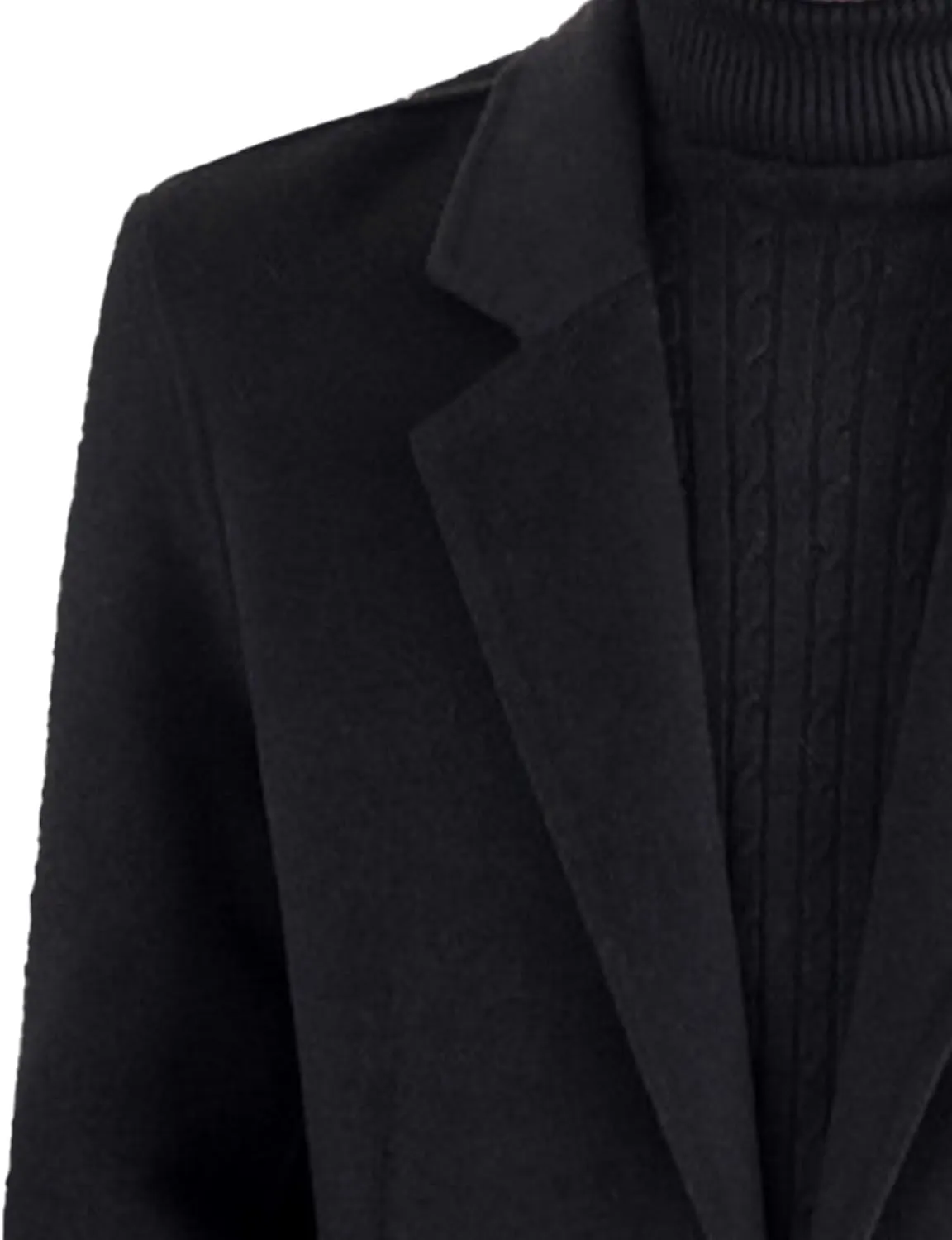 Maiyifu-GJ Men's Regular fit Business Wool Blend Coat Spring Fall Slim Fit Trench Overcoat Coats Notched Lapel Overcoat
