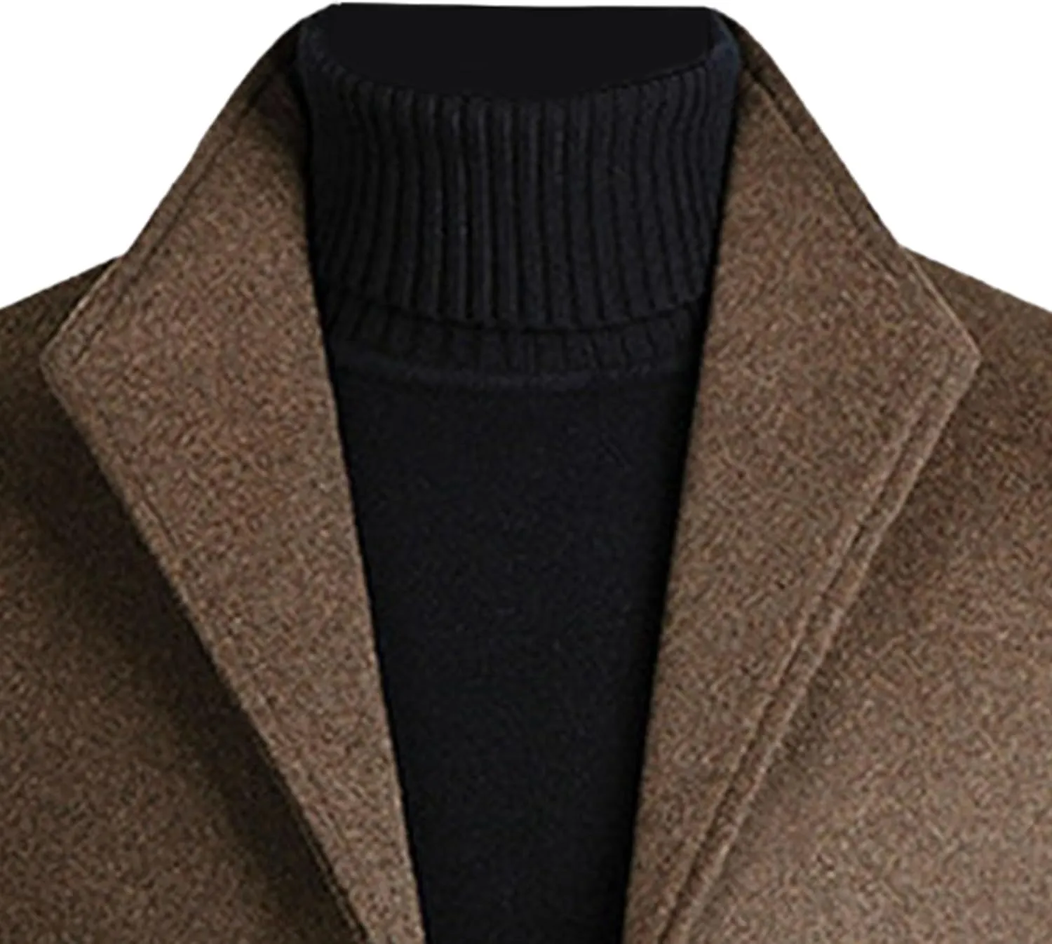 Maiyifu-GJ Mens Single Breasted Business Trench Overcoat Stylish Long Wool Blend Slim Coat Notch Lapel Windbreaker Jacket