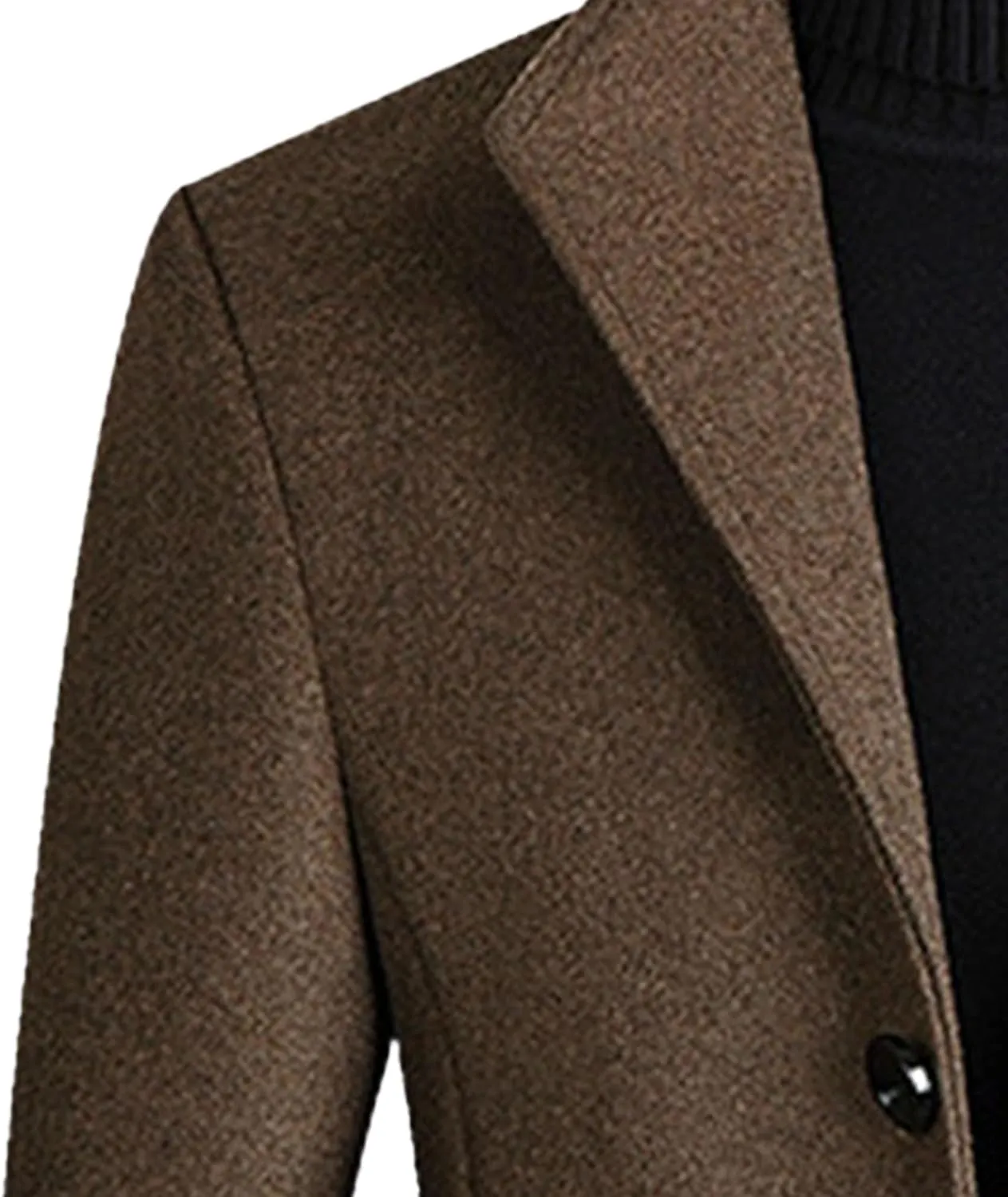 Maiyifu-GJ Mens Single Breasted Business Trench Overcoat Stylish Long Wool Blend Slim Coat Notch Lapel Windbreaker Jacket