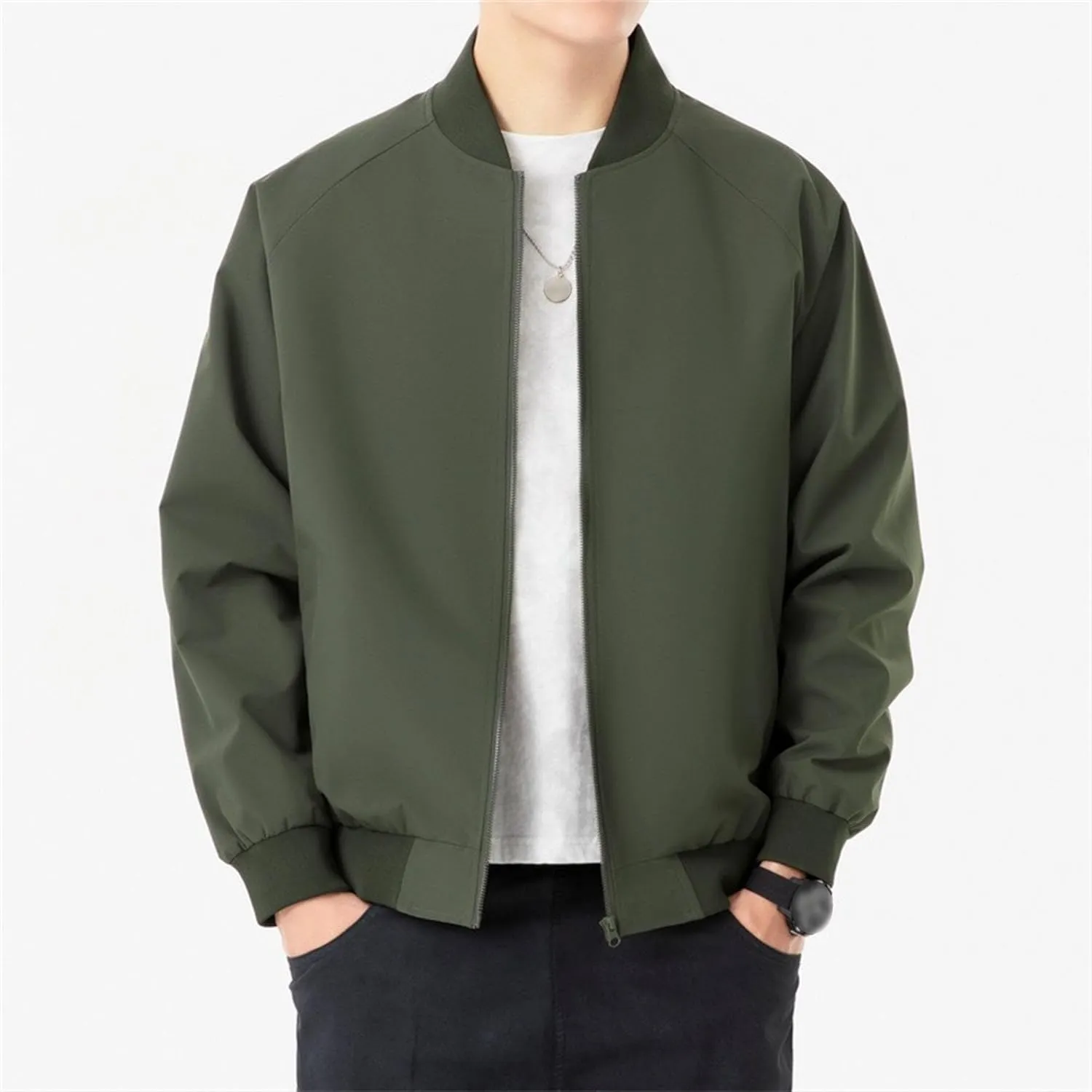 Maiyifu-GJ Men's Slim Fit Lightweight Jackets Windbreaker Spring Fall Causal Jacket Full Zip Up Coat with Pockets
