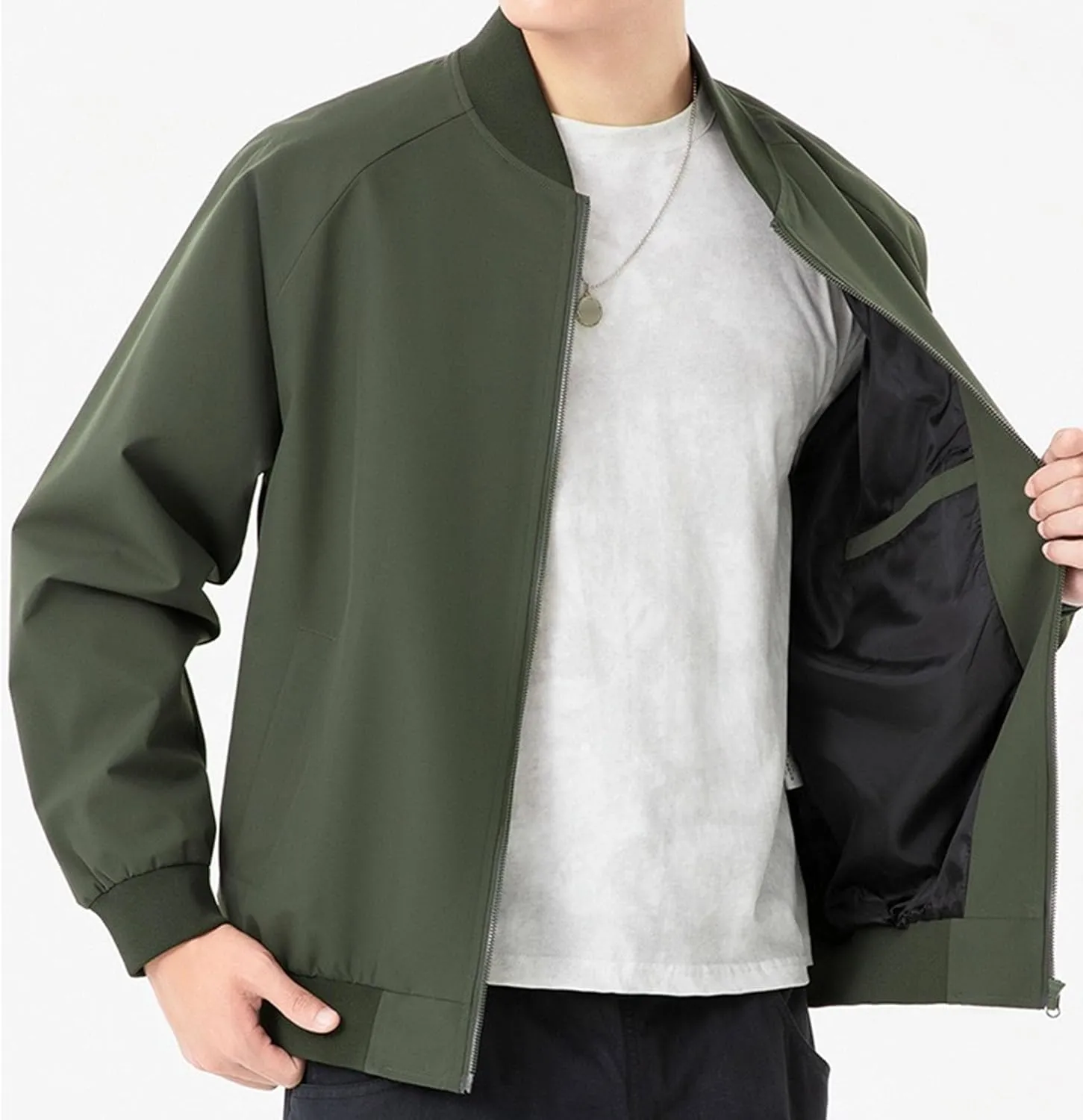 Maiyifu-GJ Men's Slim Fit Lightweight Jackets Windbreaker Spring Fall Causal Jacket Full Zip Up Coat with Pockets