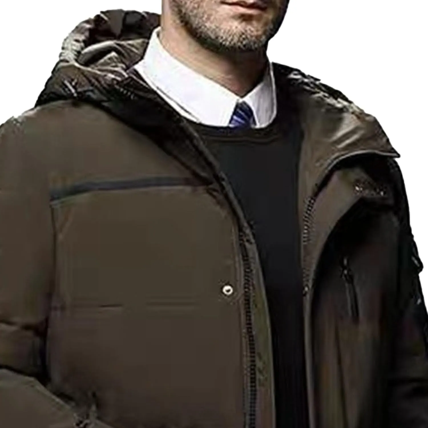 Maiyifu-GJ Men's Winter Down Coats Long Hooded Padded Puffer Jacket Windproof Thickened Warm Parka Coats Windbreaker