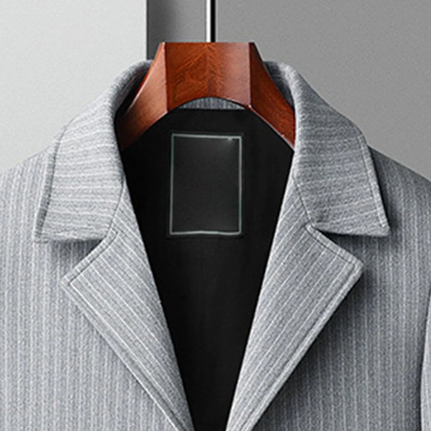 Maiyifu-GJ Men's Winter Wool Blend Coat Stylish Business Long Trench Overcoat Notched Lapel Slim Fit Quilted Lined Coat