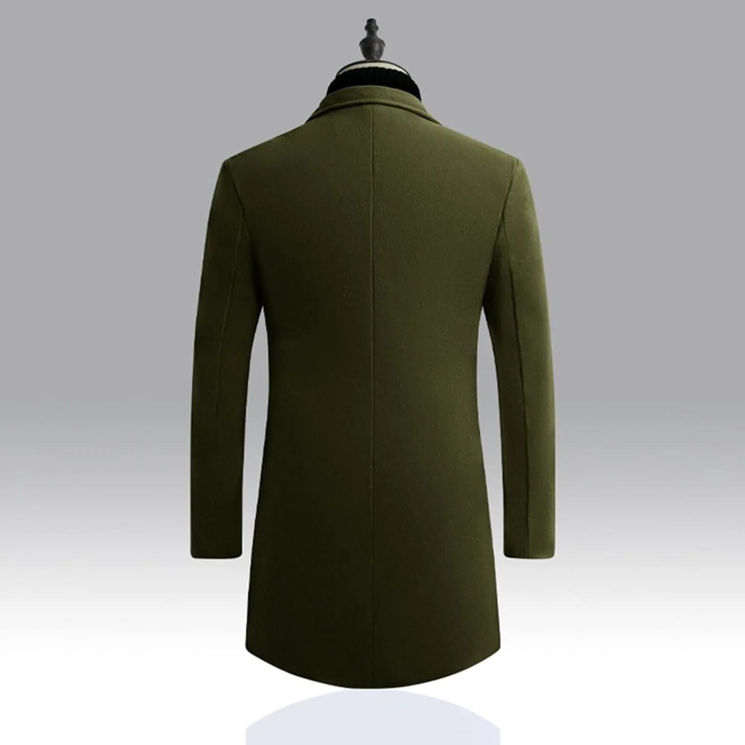Maiyifu-GJ Men's Wool Blend Long Jackets Casual Business Slim Fit Pea Coats Mid-Length Notched Collar Trench Coat Overcoat