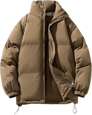 Maiyifu-GJ Puffer Jackets for Men Stand Collar Casual Lightweight Down Jacket Windproof Warm Winter Quilted Coat Windbreaker