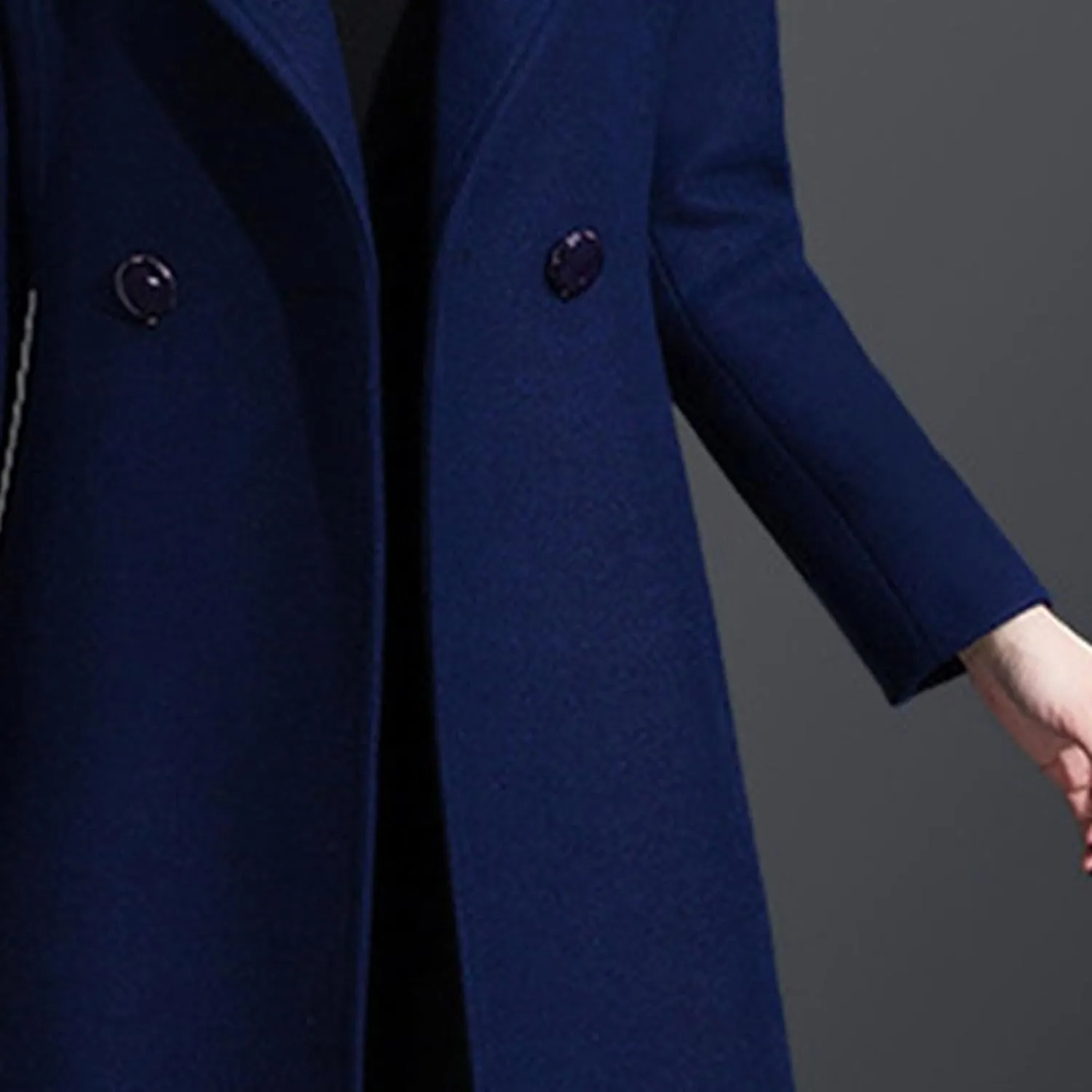 Maiyifu-GJ Womens Faux Fur Collar Wool Blend Trench Coats Spring Fall Casual Mid Long Coat Lightweight Cardigan Jackets