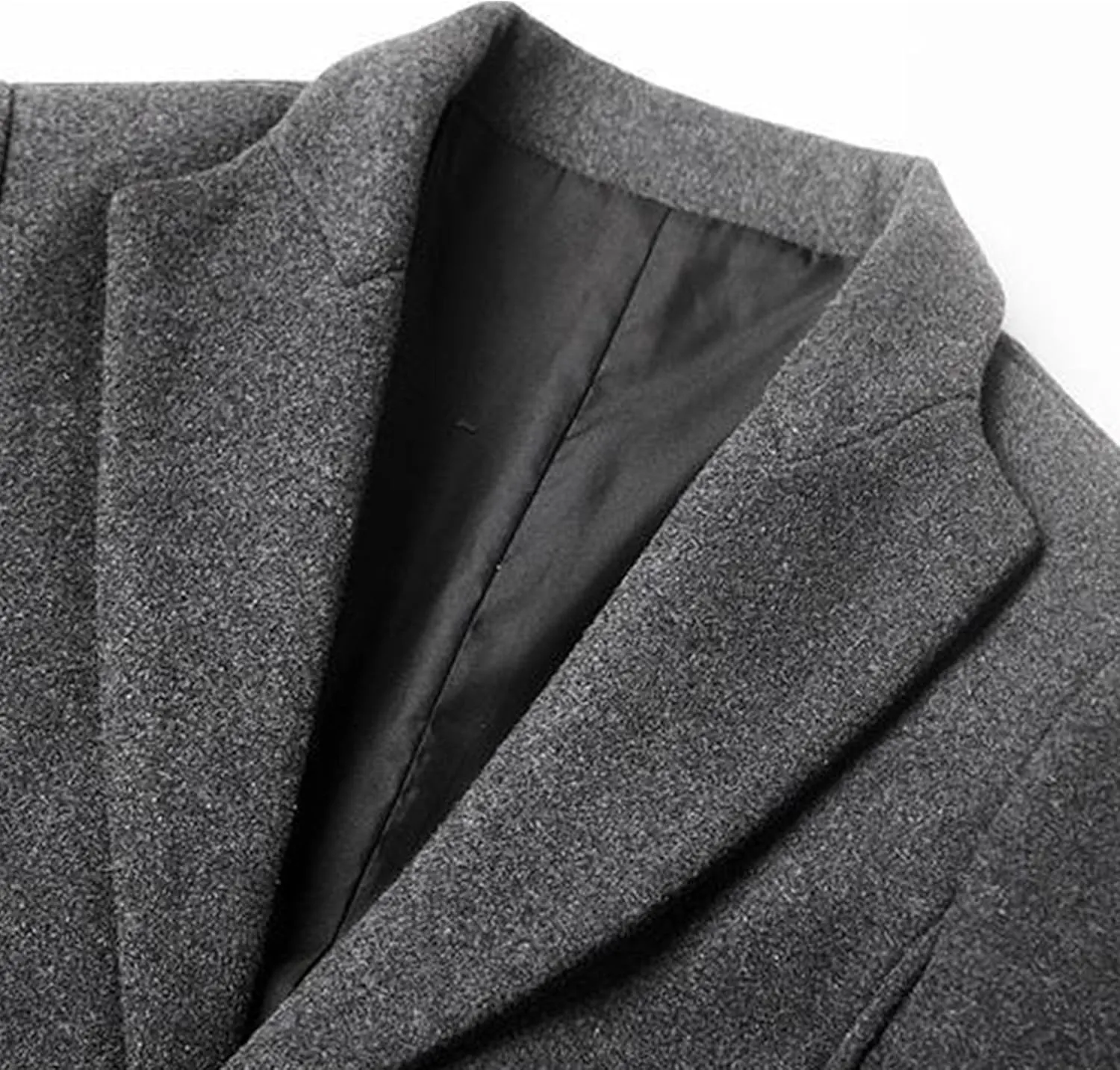 Maiyifu-GJ Wool Blend Coat for Men Slim Single Breasted Business Trench Overcoat Warm Winter Stylish Mid-Length Jacket