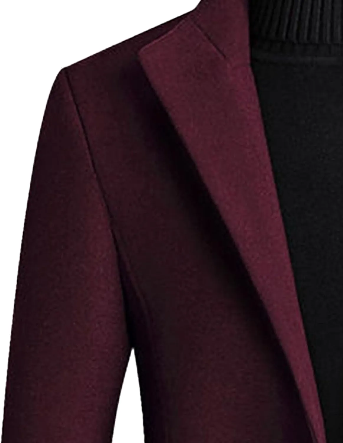 Maiyifu-GJ Wool Blend Coat for Men Slim Single Breasted Business Trench Overcoat Warm Winter Stylish Mid-Length Jacket
