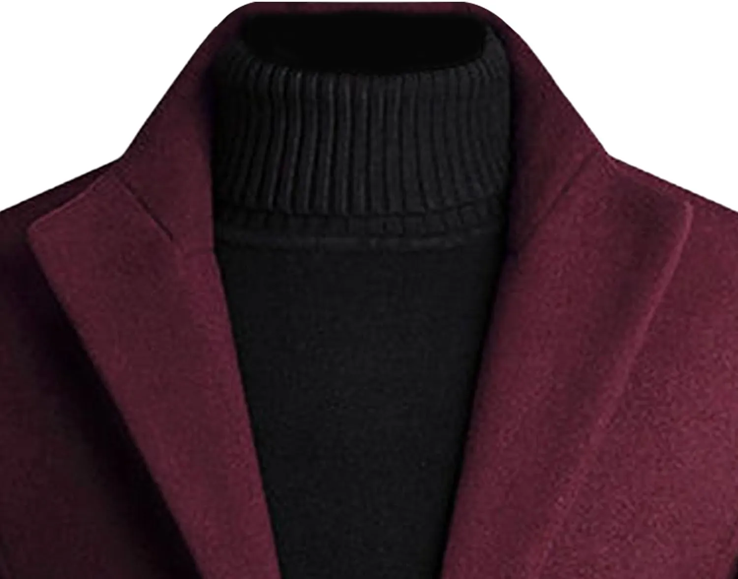 Maiyifu-GJ Wool Blend Coat for Men Slim Single Breasted Business Trench Overcoat Warm Winter Stylish Mid-Length Jacket