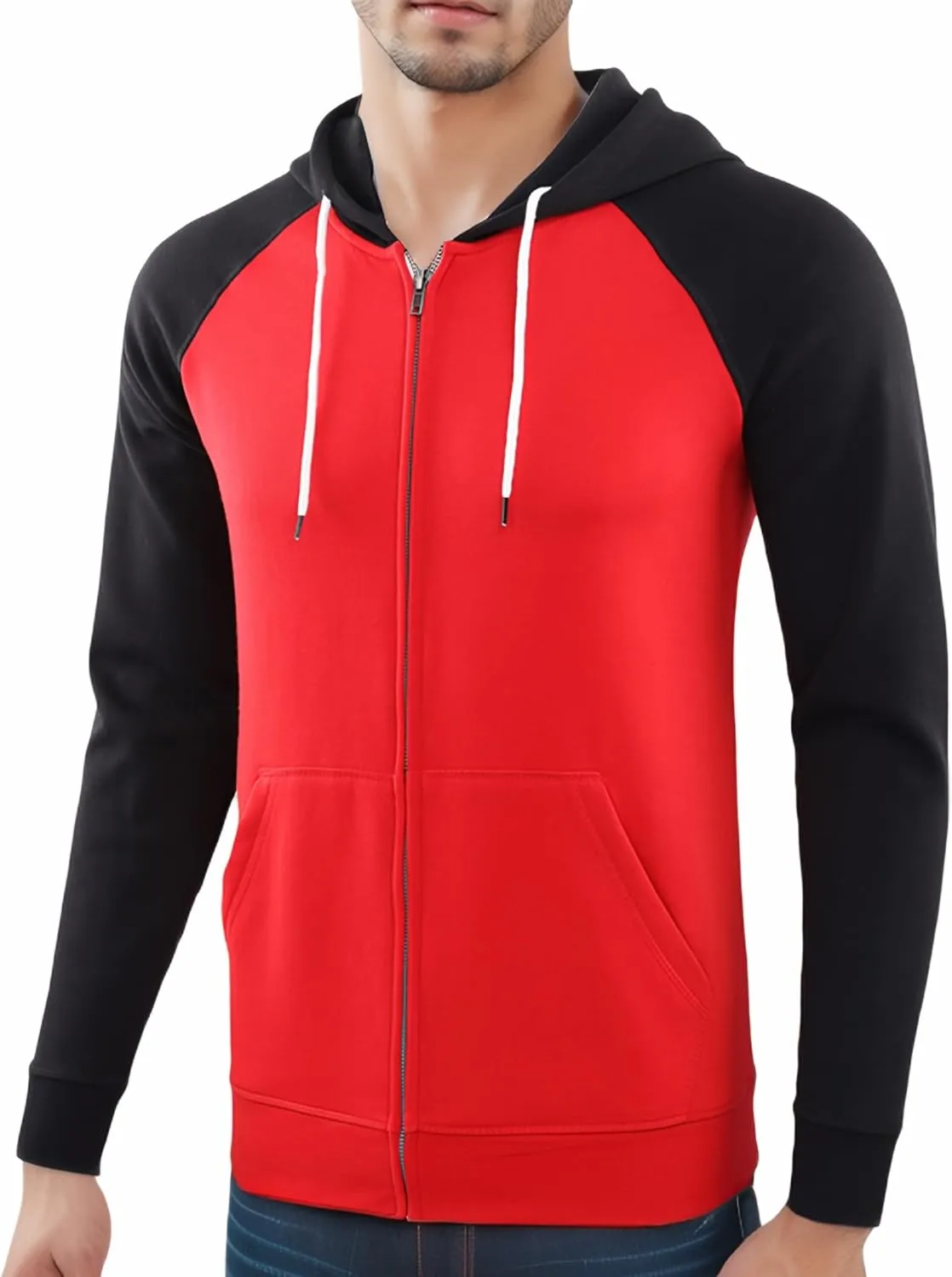 Men's Athletic Fit Full Zip Soft Fleece Hooded Sweatshirt Active Running Hiking Hoodie