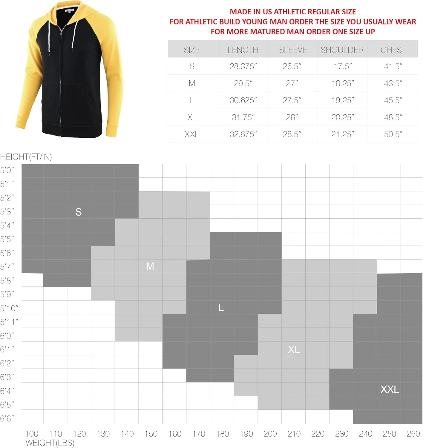 Men's Athletic Fit Full Zip Soft Fleece Hooded Sweatshirt Active Running Hiking Hoodie